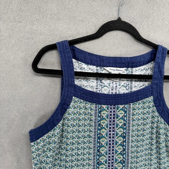 Tommy Bahama Dress Womens Size S Blue Green Geo Print Mixed Media‎ Above Knee - Picture 2 of 13